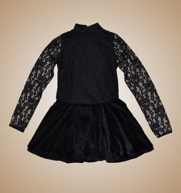 One piece velvet skirt lace top Irish dance dress