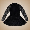 One piece velvet skirt and body, with lace sleeves Irish dance dress, made by Feis Dress