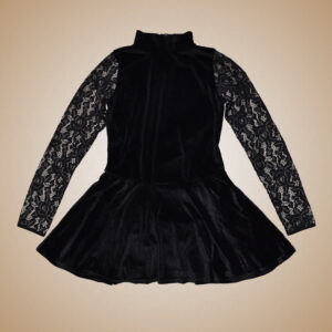 One piece velvet skirt and body, with lace sleeves Irish dance dress, made by Feis Dress